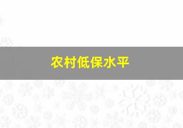 农村低保水平