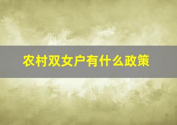 农村双女户有什么政策