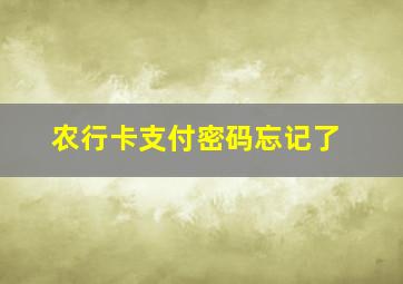 农行卡支付密码忘记了