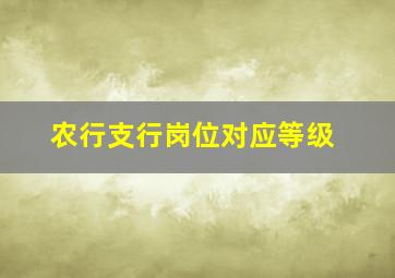 农行支行岗位对应等级