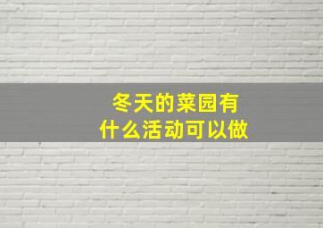 冬天的菜园有什么活动可以做