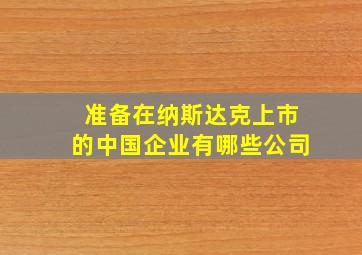 准备在纳斯达克上市的中国企业有哪些公司