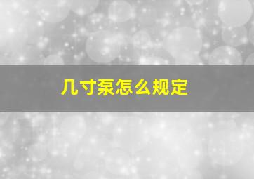 几寸泵怎么规定