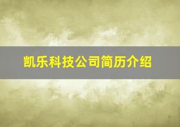 凯乐科技公司简历介绍