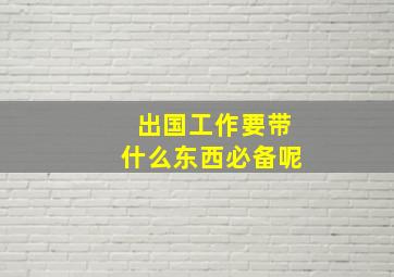 出国工作要带什么东西必备呢