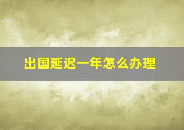 出国延迟一年怎么办理