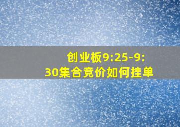 创业板9:25-9:30集合竞价如何挂单