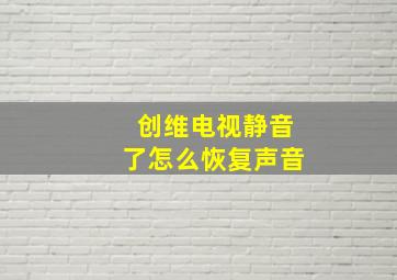 创维电视静音了怎么恢复声音