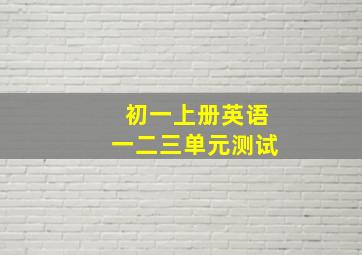 初一上册英语一二三单元测试