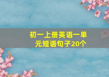 初一上册英语一单元短语句子20个