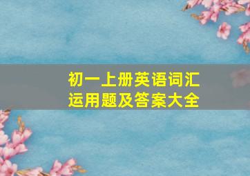 初一上册英语词汇运用题及答案大全