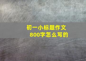 初一小标题作文800字怎么写的