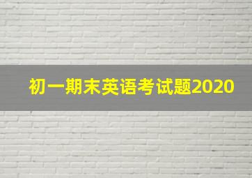 初一期末英语考试题2020