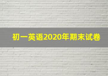 初一英语2020年期末试卷