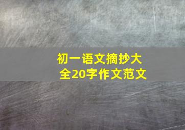 初一语文摘抄大全20字作文范文