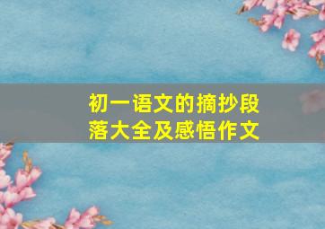 初一语文的摘抄段落大全及感悟作文