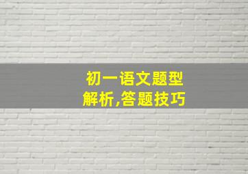 初一语文题型解析,答题技巧