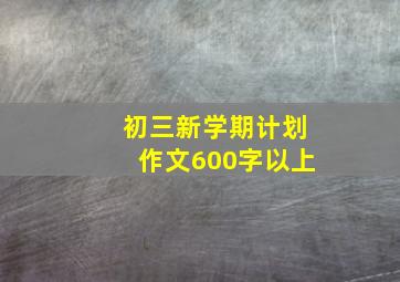 初三新学期计划作文600字以上