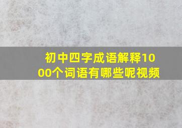 初中四字成语解释1000个词语有哪些呢视频