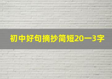 初中好句摘抄简短20一3字