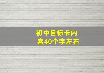 初中目标卡内容40个字左右