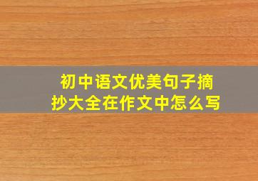 初中语文优美句子摘抄大全在作文中怎么写