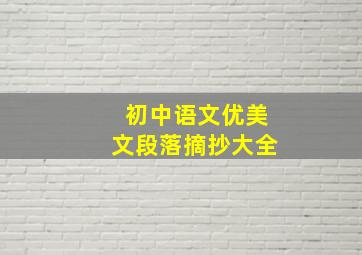 初中语文优美文段落摘抄大全