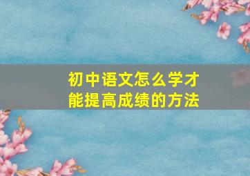 初中语文怎么学才能提高成绩的方法