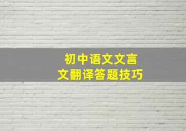 初中语文文言文翻译答题技巧