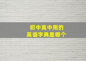 初中高中用的英语字典是哪个