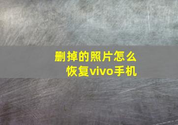 删掉的照片怎么恢复vivo手机