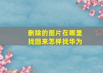 删除的图片在哪里找回来怎样找华为