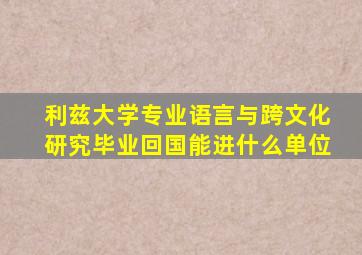 利兹大学专业语言与跨文化研究毕业回国能进什么单位