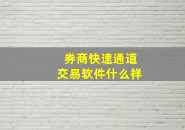 券商快速通道交易软件什么样