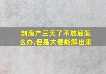 剖腹产三天了不放屁怎么办,但是大便能解出来