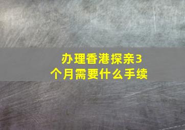 办理香港探亲3个月需要什么手续