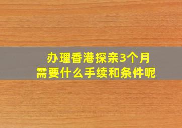 办理香港探亲3个月需要什么手续和条件呢