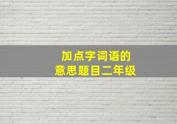 加点字词语的意思题目二年级