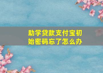 助学贷款支付宝初始密码忘了怎么办