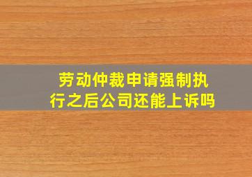 劳动仲裁申请强制执行之后公司还能上诉吗