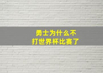 勇士为什么不打世界杯比赛了