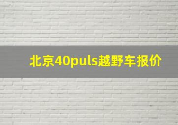 北京40puls越野车报价