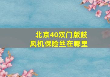 北京40双门版鼓风机保险丝在哪里