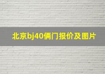 北京bj40俩门报价及图片