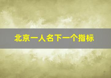 北京一人名下一个指标