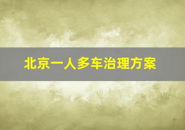 北京一人多车治理方案