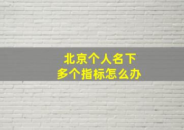 北京个人名下多个指标怎么办