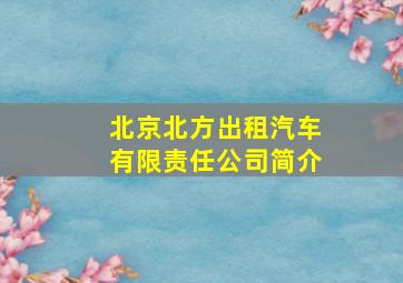 北京北方出租汽车有限责任公司简介