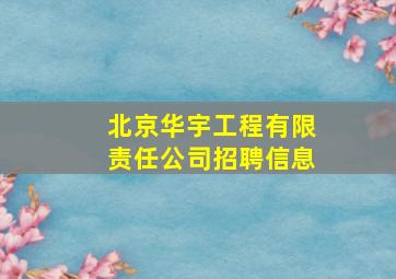 北京华宇工程有限责任公司招聘信息