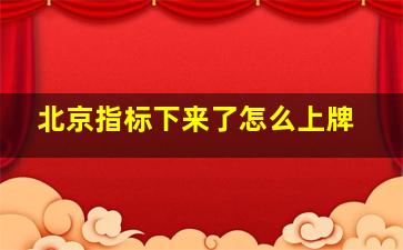 北京指标下来了怎么上牌